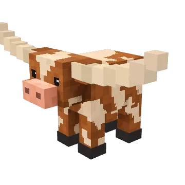 Caramel Longhorn, a classic voxel cow from Moonch.io