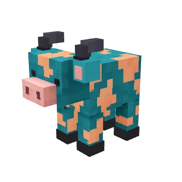 Teal Obsidian, a classic voxel cow from Moonch.io