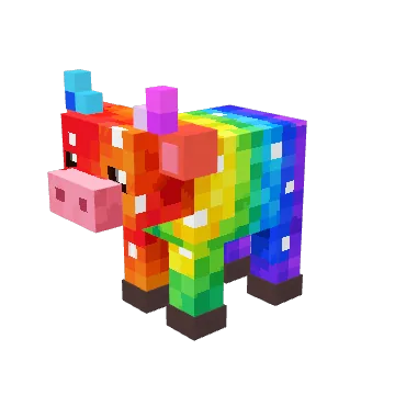 Prism, a rainbow voxel cow from Moonch.io