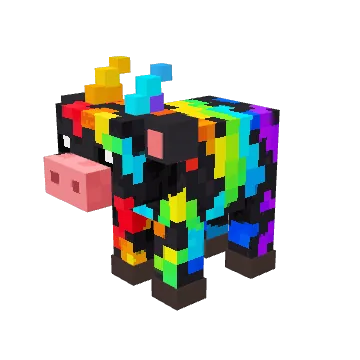 Neon Lightning, a rainbow voxel cow from Moonch.io