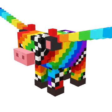 Rainbow Longhorn, a rainbow voxel cow from Moonch.io