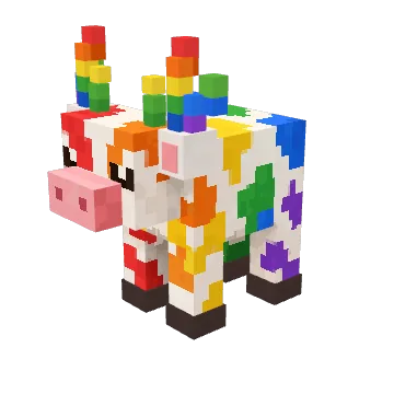 Rainbow Crown, a rainbow voxel cow from Moonch.io