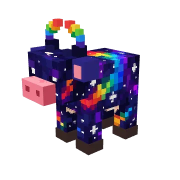 Galaxy, a rainbow voxel cow from Moonch.io