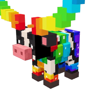 Mega Boss, a rainbow voxel cow from Moonch.io